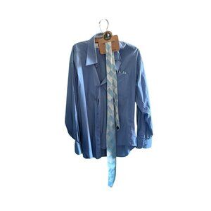 Italo Mondo Men’s Dress Shirt – Size 15.5 – Light Blue w/ Diamond Tie & Pocket S